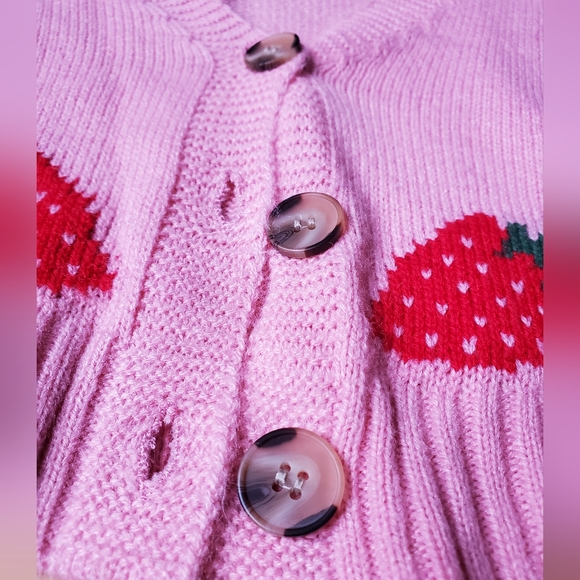 Shein Cropped Strawberry Cardigan - Picture 2 of 6